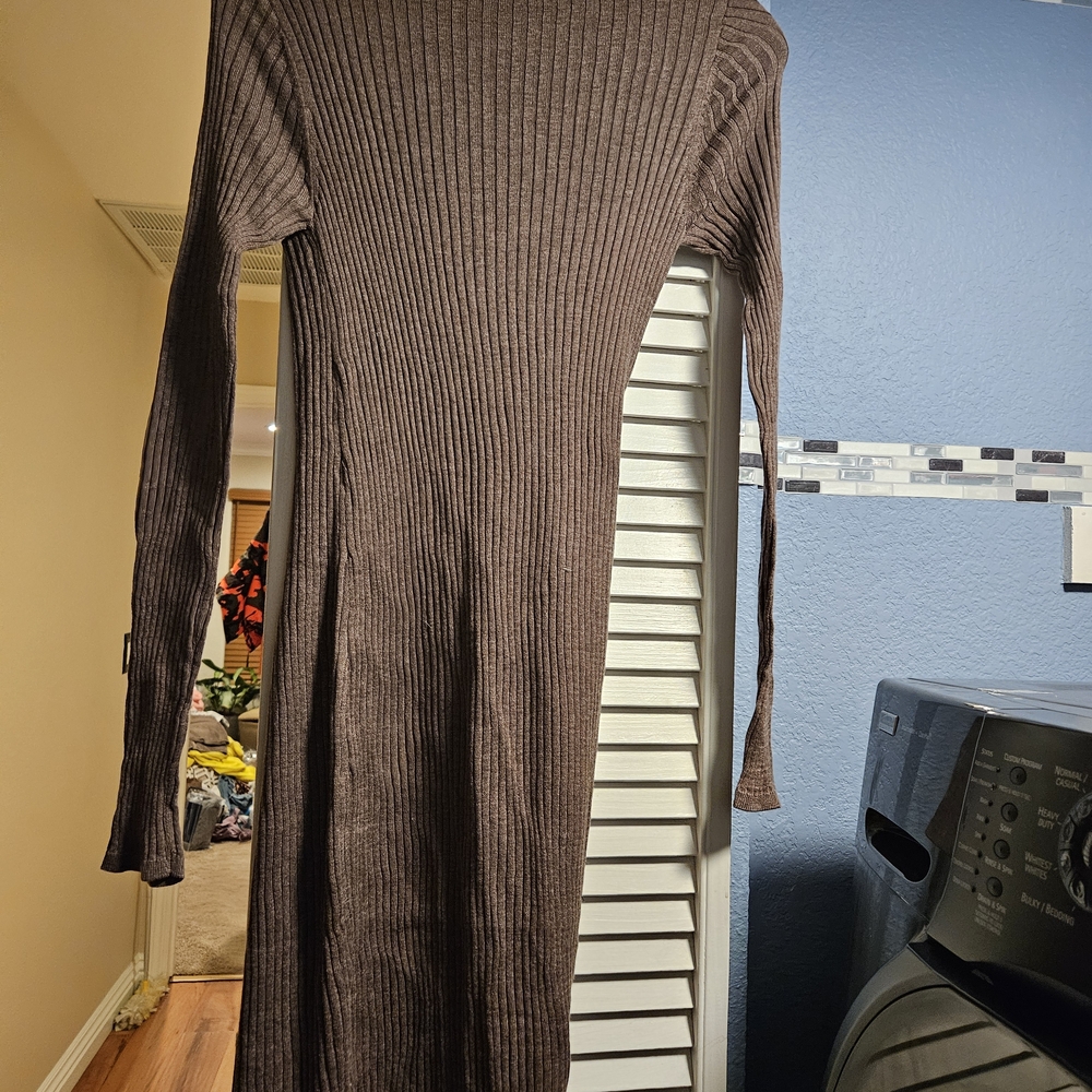 Free People Brown Ribbed Midi Dress